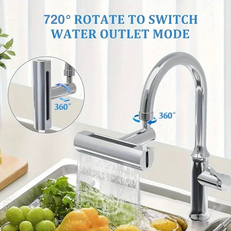 Universal Kitchen Waterfall Faucet, 4-Mode Nozzle for Kitchen Sink, Waterfall Faucet Extender