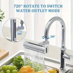 Universal Kitchen Waterfall Faucet, 4-Mode Nozzle for Kitchen Sink, Waterfall Faucet Extender