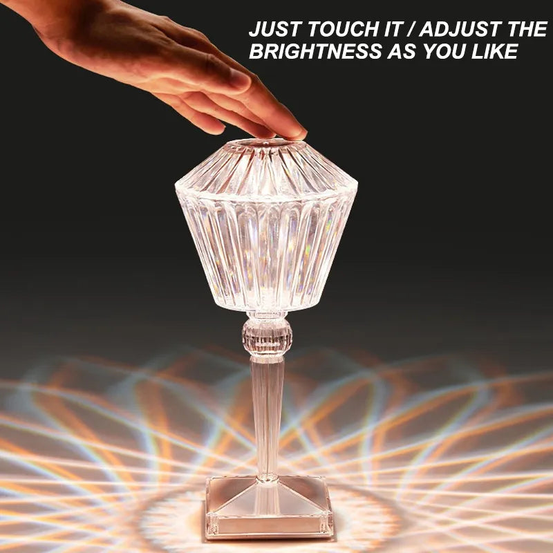 Rose Diamond Table Lamp-USB Charging & Touchable