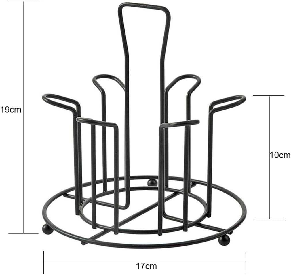 Tabletop Metal Glass Stand, 6 Mug Storage Rack, Metal Cup Drying Rack Shelf, Cup Hanging Drainer, Upside Down Cup Drain Rack, Countertop Cup Holder for Bottle, Glass, Mug, Non-Slip Mugs Bottles Organizer For Kitchen