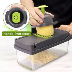 8 In 1 Vegetable Cutter With Container, Mandolin Slicer Vegetable Cutter, Hand Held Food Chopper, Fruit Slicer Grater Shredders Drain Basket Slicers