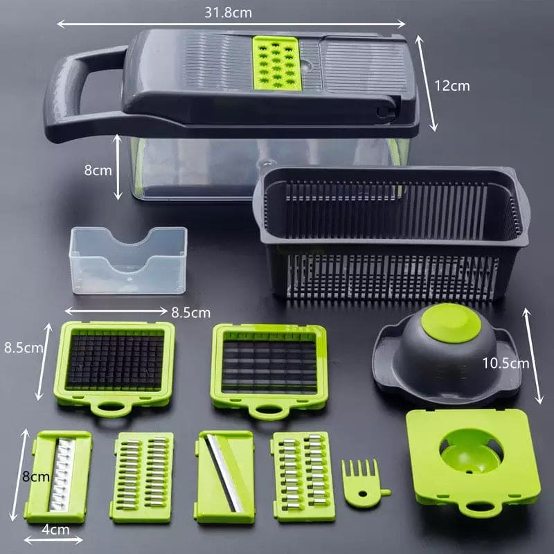 8 In 1 Vegetable Cutter With Container, Mandolin Slicer Vegetable Cutter, Hand Held Food Chopper, Fruit Slicer Grater Shredders Drain Basket Slicers