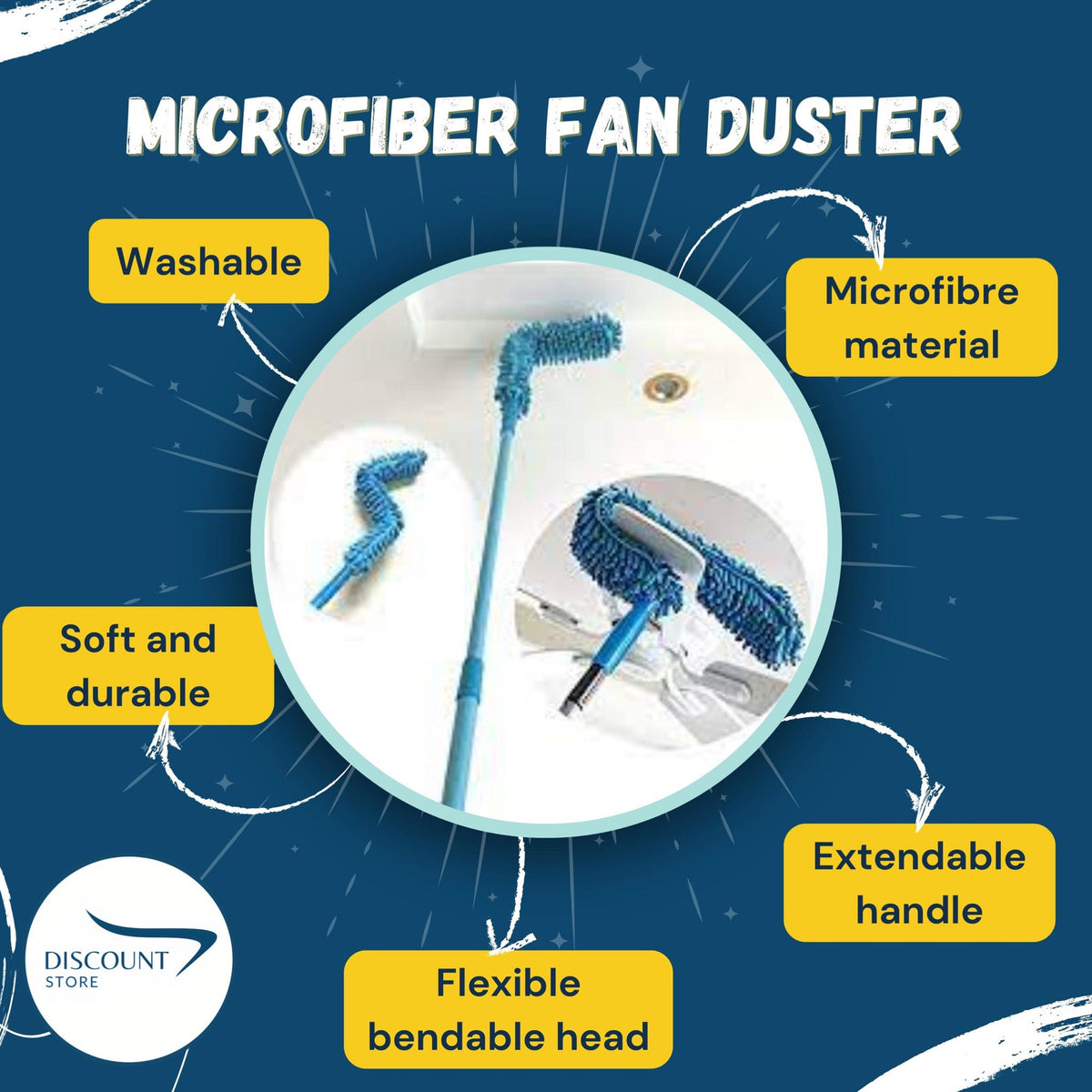 Flexible Microfibre Cleaning Duster with Extendable Rod