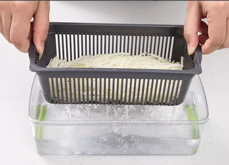 8 In 1 Vegetable Cutter With Container, Mandolin Slicer Vegetable Cutter, Hand Held Food Chopper, Fruit Slicer Grater Shredders Drain Basket Slicers