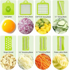 8 In 1 Vegetable Cutter With Container, Mandolin Slicer Vegetable Cutter, Hand Held Food Chopper, Fruit Slicer Grater Shredders Drain Basket Slicers