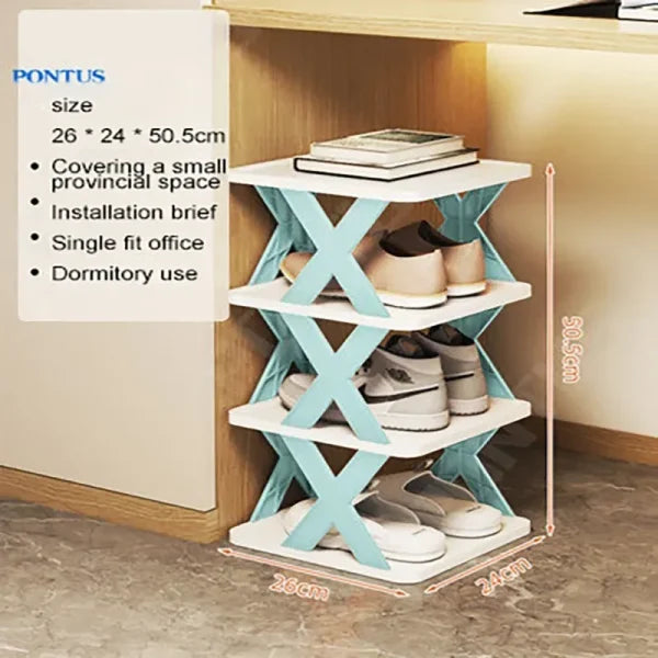 New Arrival Stackable Shoe Rack Multi-layer Storage Shoes Shelf Box Plastic Space Saving Cabinet Shoes Organizer For Entry(5 Layer Random Color)