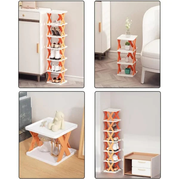 New Arrival Stackable Shoe Rack Multi-layer Storage Shoes Shelf Box Plastic Space Saving Cabinet Shoes Organizer For Entry(5 Layer Random Color)